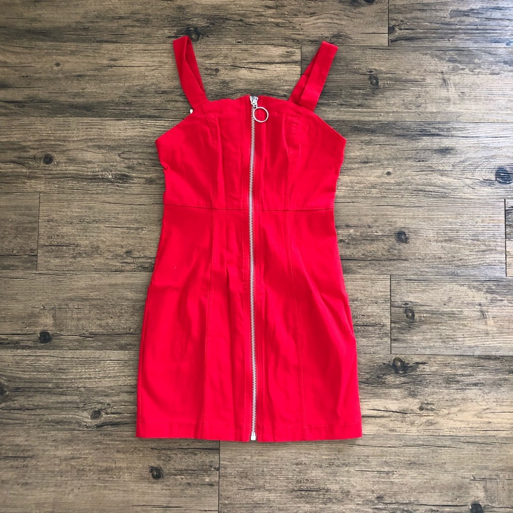 Red zip mini dress